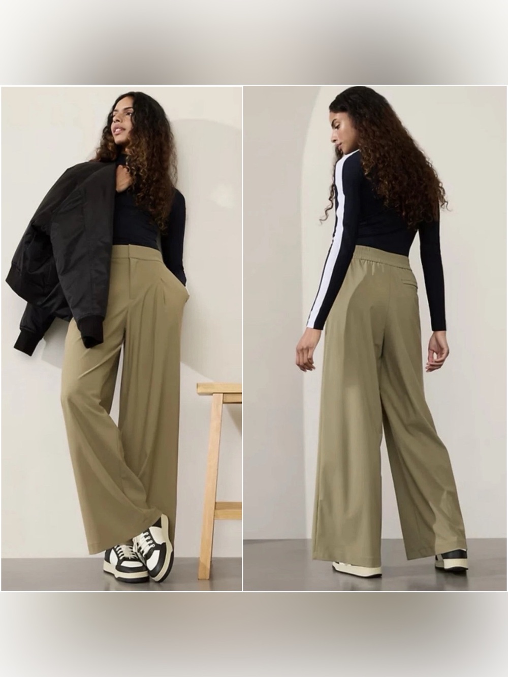 Athleta Pinnacle High Rise Trouser Sz 2 in Olive branch - Picture 3 of 16